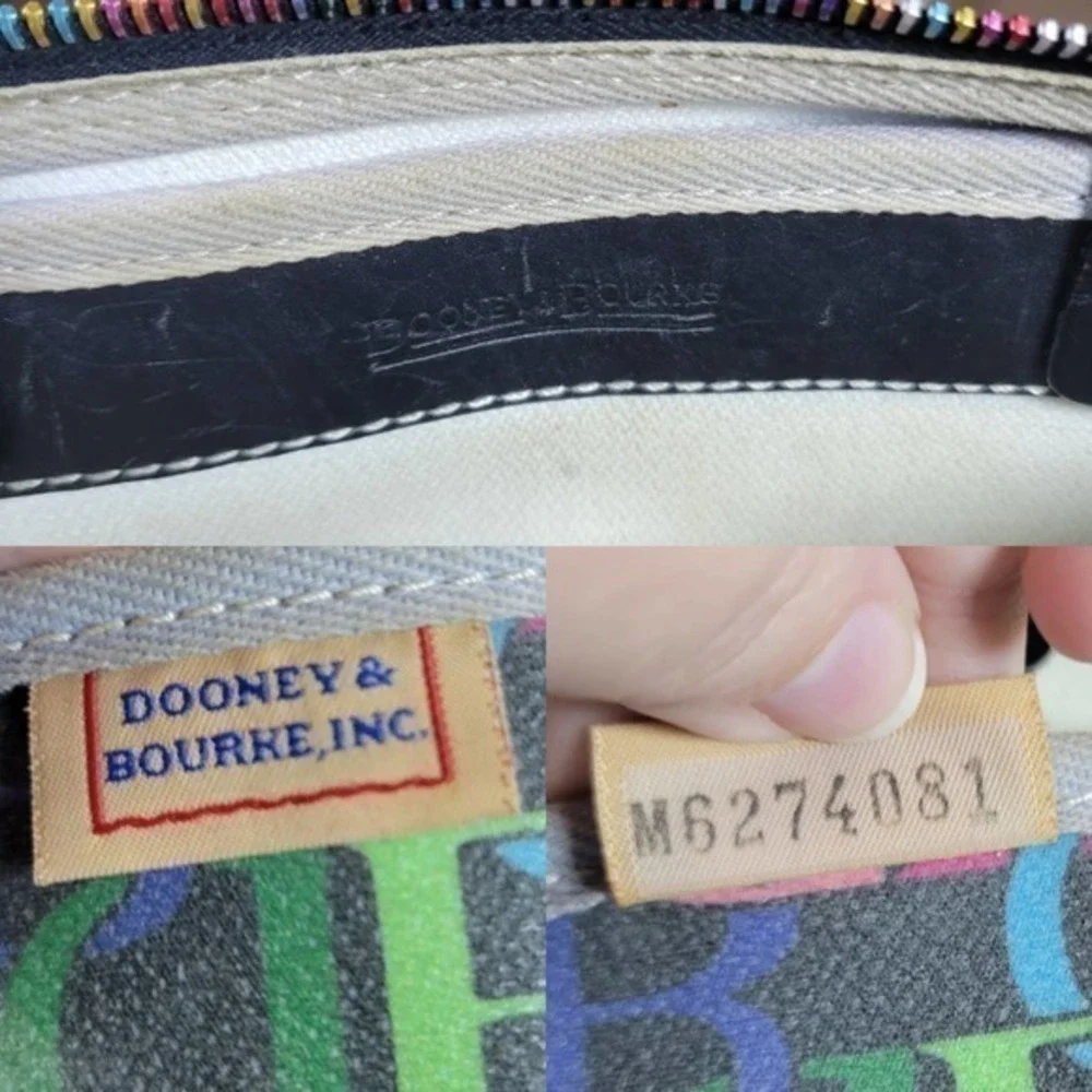 Vintage Dooney & Bourke Black Rainbow Zip Tassel Tote